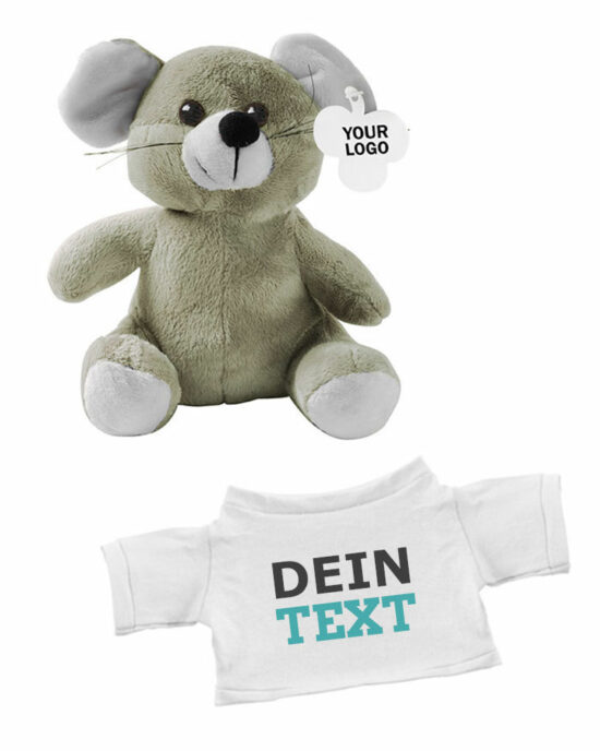 Personalisierte Plüsch Maus - Kuscheltier mit Text Bestickung