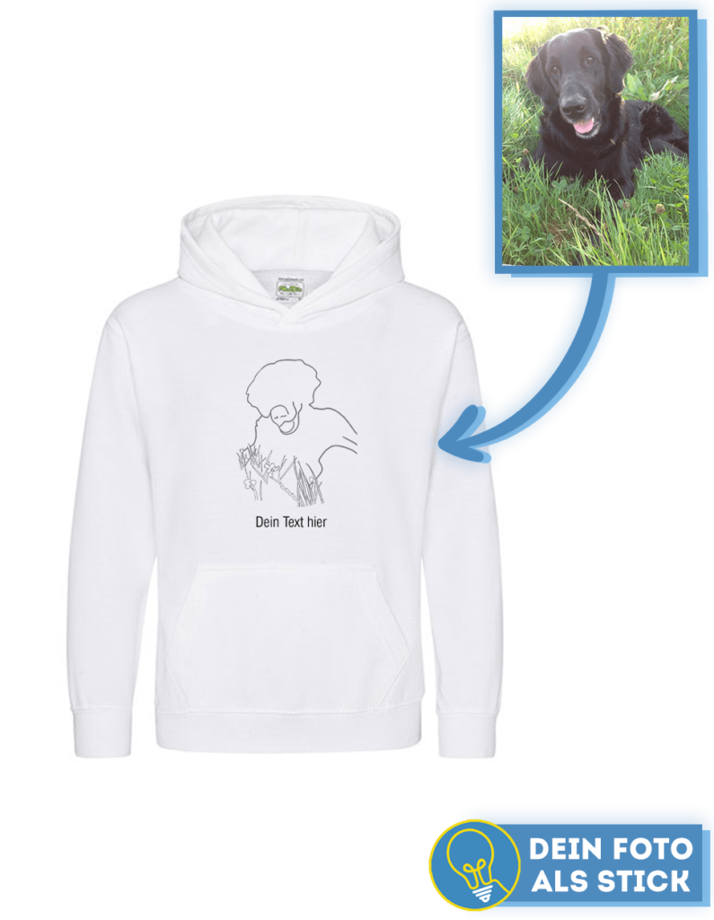 Personalisierter Kinder Hoodie mit Foto Bestickung