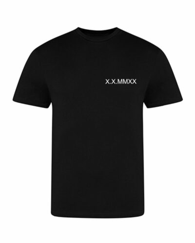 Personalisiertes T-Shirt mit Römische Datum Zahlen Bestickung