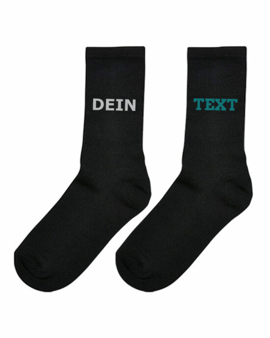 Personalisierte Sportsocken mit Text Bestickung Schwarz