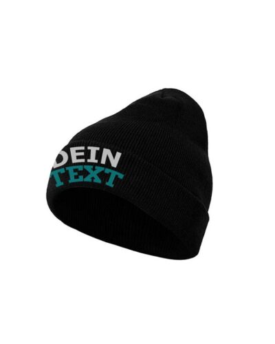 Personalisierte Beanie Mütze mit Text Bestickung