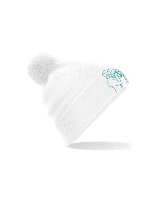 Personalisierte Pom-Pom Beanie mit Foto Bestickung